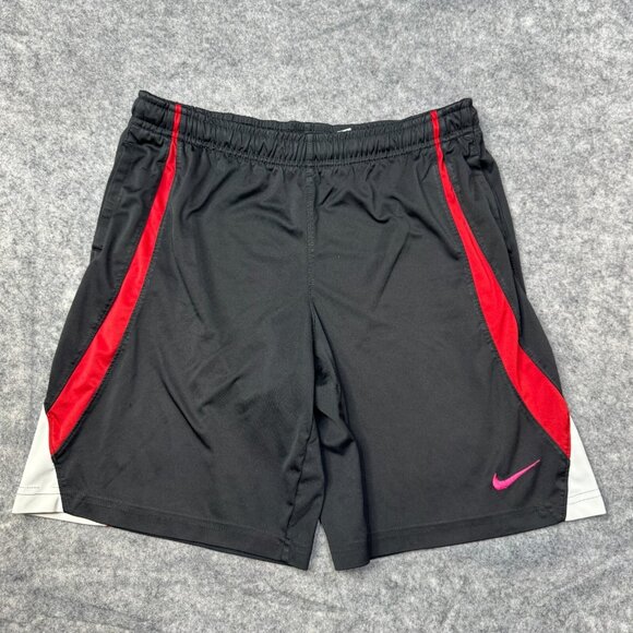 Nike Shorts Mens S Black Red Striped Gym Pull On Athletic Logo Dri Fit Pockets - Picture 1 of 8